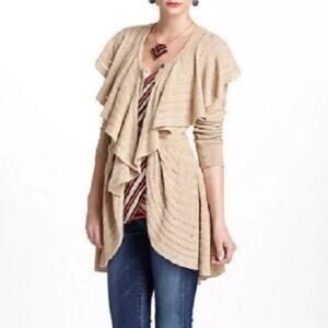 Anthropologie Leifnotes Ridged Ruffles Longline Angora Blend Cardigan Sz M Boho